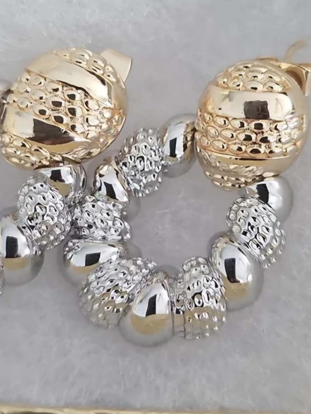 Gold and Silver Two-Tone Textured Hoop Earrings - Women Jewelry